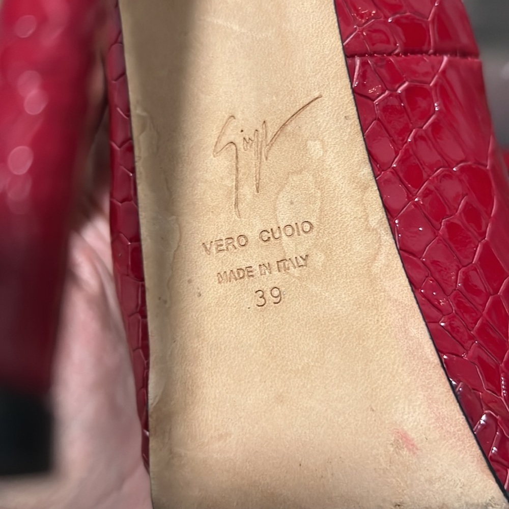 Giuseppe Zanetti pay&leather Red peep toe - Picture 5 of 7